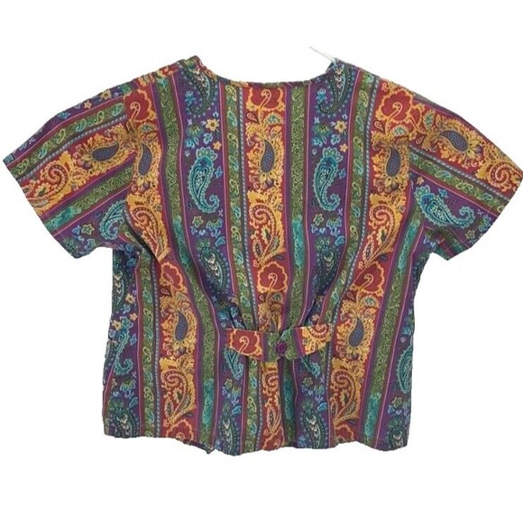 Colorful Landau Scrub Top Button Down Front with Pockets - Picture 3 of 6
